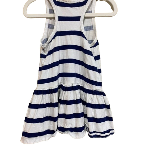 Girls Joe Fresh Dress 2T White & Navy stripes with palm tree sparkle - Picture 2 of 3